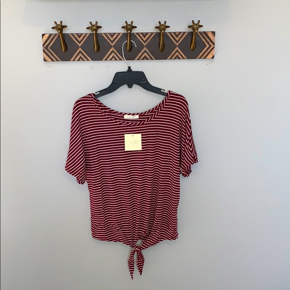 White and maroon striped shirt